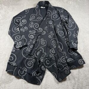 Kamohoalii Top Kimono Womens L/XL Dark Gray Geometric Open Front Drape Hawaii